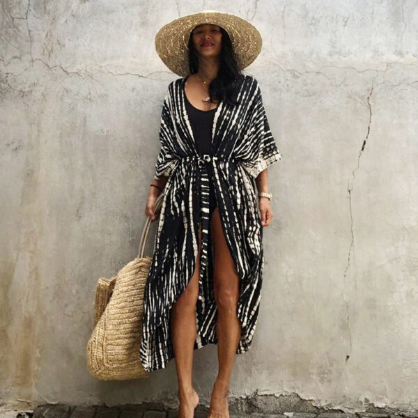 Black And White Tie-dye Cardigan Beach Skirt - Image 9