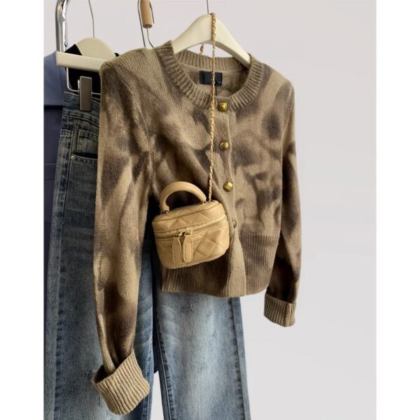 Tie-Dye Cropped Sweater Coat – Autumn & Winter Must-Have - Image 2