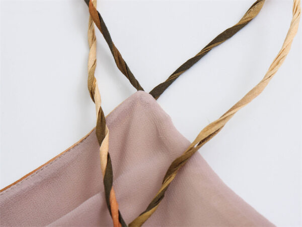 Fashion Casual Cotton And Linen Tie-dye Hanging Collar Dress - Image 6
