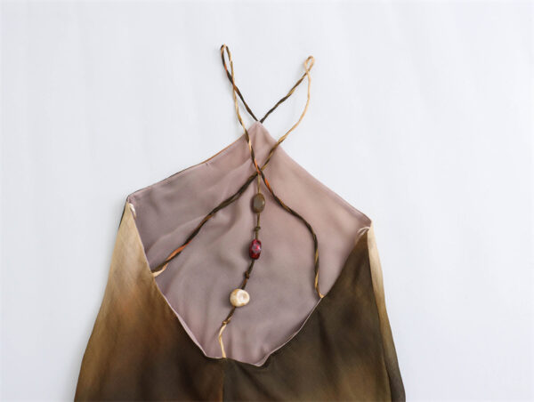 Fashion Casual Cotton And Linen Tie-dye Hanging Collar Dress - Image 3