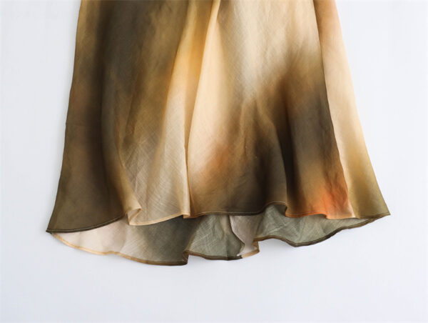 Fashion Casual Cotton And Linen Tie-dye Hanging Collar Dress - Image 8