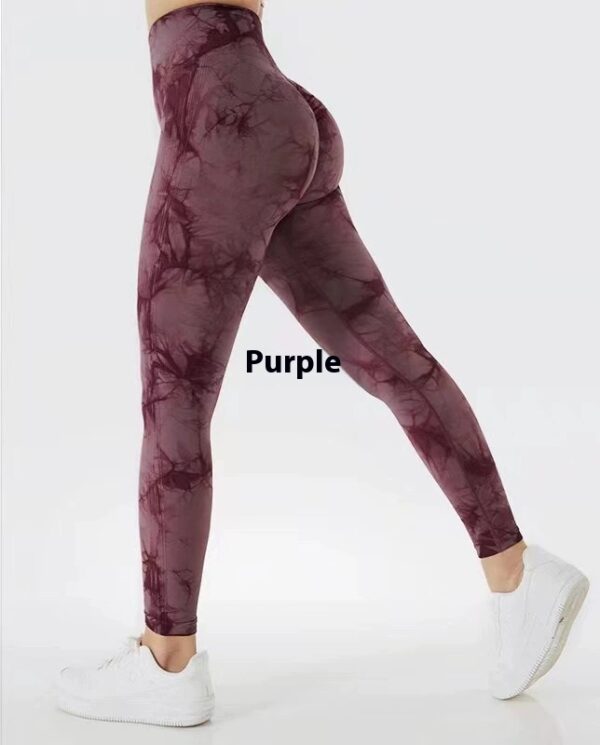 Stretchy Buttocks And Abdomen Yoga Pants Tie-Dye Nylon Sports Yoga Wear - Image 5