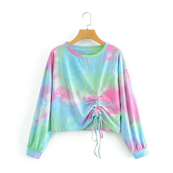 Tie-dye printed drawstring hoodie