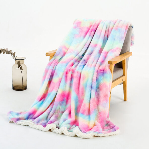 New Rainbow Tie Dye Polyester Double Layer Blanket - Image 7