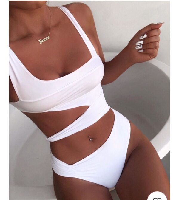 Tie Dye Cutout Sleeveless Wireless Bra Swimsuit - Image 2