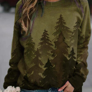 🎄 Tie-Dye Printed Christmas Tree Sweater