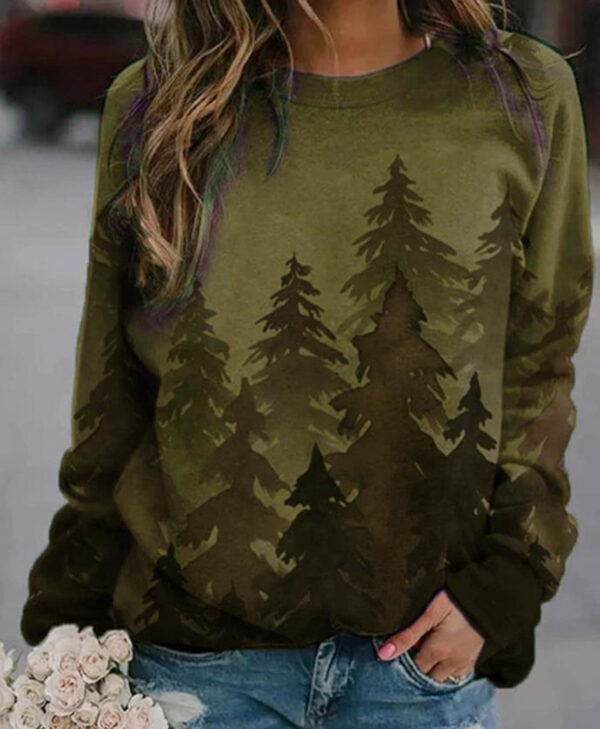 🎄 Tie-Dye Printed Christmas Tree Sweater