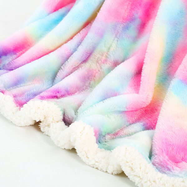 New Rainbow Tie Dye Polyester Double Layer Blanket - Image 5