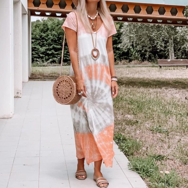 European And American Women's Tie-dye Loose Print Slit Long Skirt - Image 7