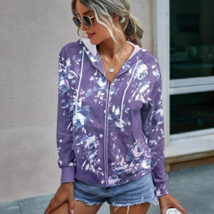 Tie-Dye Printed Zipper Hooded Jacket – Women's Autumn Streetwear