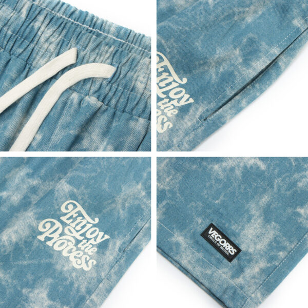 Tie-Dye Washed And Fried Flower Denim Five-Point Pants Loose Straight Casual Shorts For Men And Women - Image 4