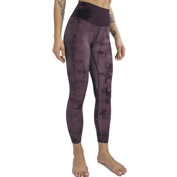 Stretchy Buttocks And Abdomen Yoga Pants Tie-Dye Nylon Sports Yoga Wear - Image 3