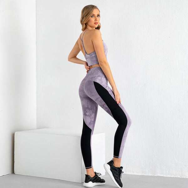 Tie-dye Printing Stitching Two-piece Gym Suit - Image 2