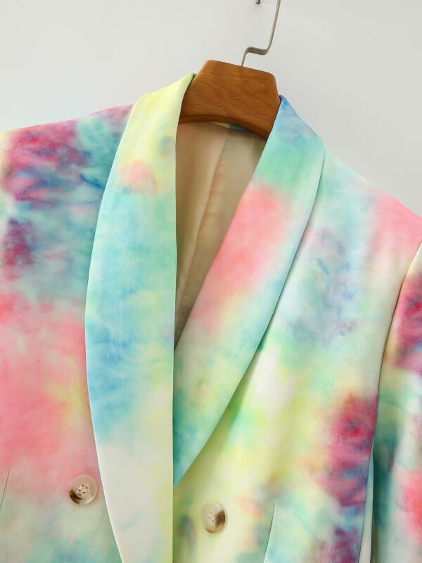 Colorful Tie-Dye Suit Fashion Casual Loose Double-Breasted Suit Jacket - Image 3