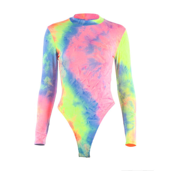 New Fashion Tie Dye Print Bodycon Bodysuits Women - Image 2