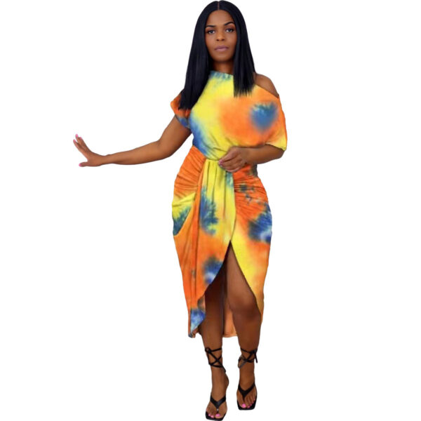 European And American Women's Cross-border Fashion Tie-dye Irregular Printed Dress - Image 7
