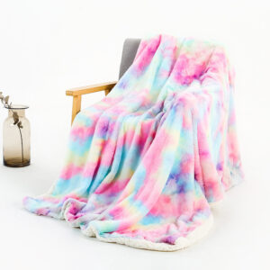 Rainbow Tie-Dye Double Layer Blanket – Cozy, Colorful, & Durable