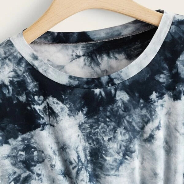 European And American Ink Women'S Tie-Dye Short-Sleeved Loose Irregular Top T-Shirt - Image 5