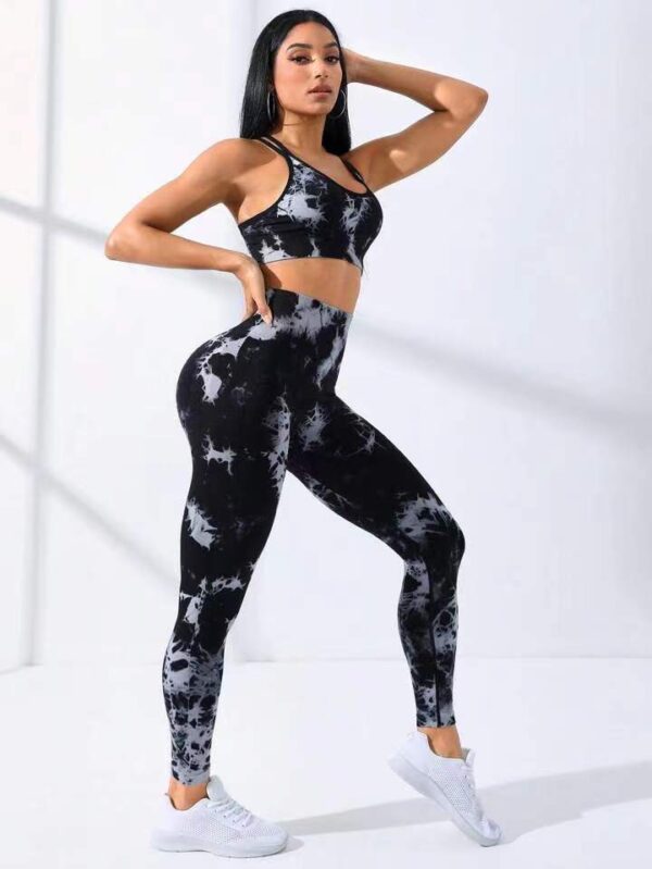 European And American Seamless Tie-dye Yoga Clothes Sports Bra Trousers Suit - Image 2