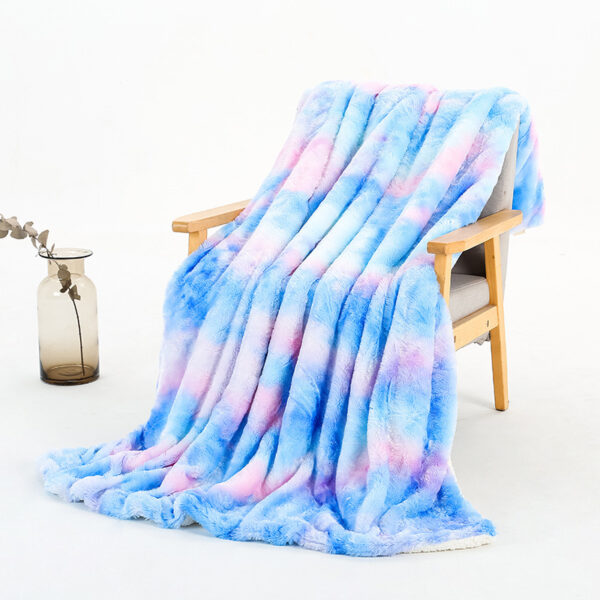 New Rainbow Tie Dye Polyester Double Layer Blanket - Image 2