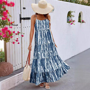 DyeVerse Long Strap Tie-Dye Maxi Dress – Bold Color Meets Effortless Street Style