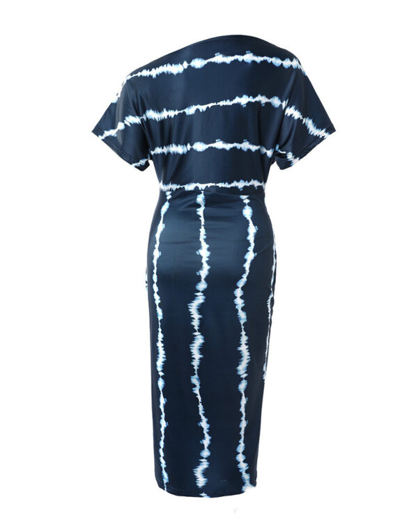 European And American Women's Slanted Shoulder Tie-dye Pleated Dress - Image 3