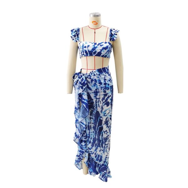 Tie Dye High Waist Sling Bikini Three Piece - Image 2
