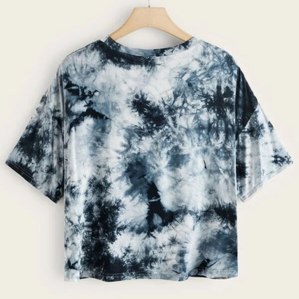 European And American Ink Women'S Tie-Dye Short-Sleeved Loose Irregular Top T-Shirt - Image 4