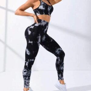 Seamless Tie-Dye Yoga Set – Women's Sports Bra & Leggings