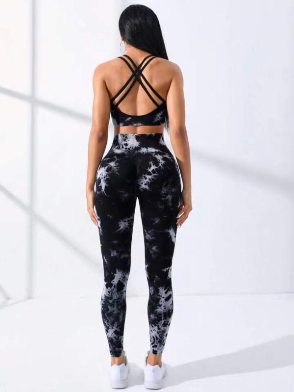 European And American Seamless Tie-dye Yoga Clothes Sports Bra Trousers Suit - Image 4