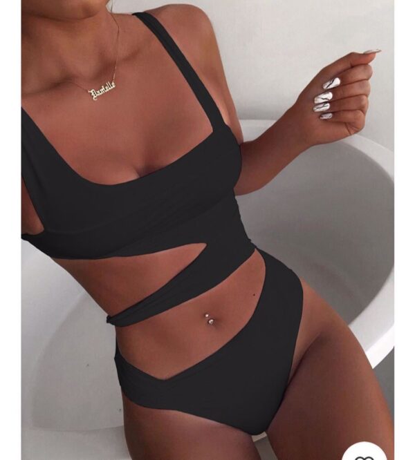 Tie Dye Cutout Sleeveless Wireless Bra Swimsuit - Image 6