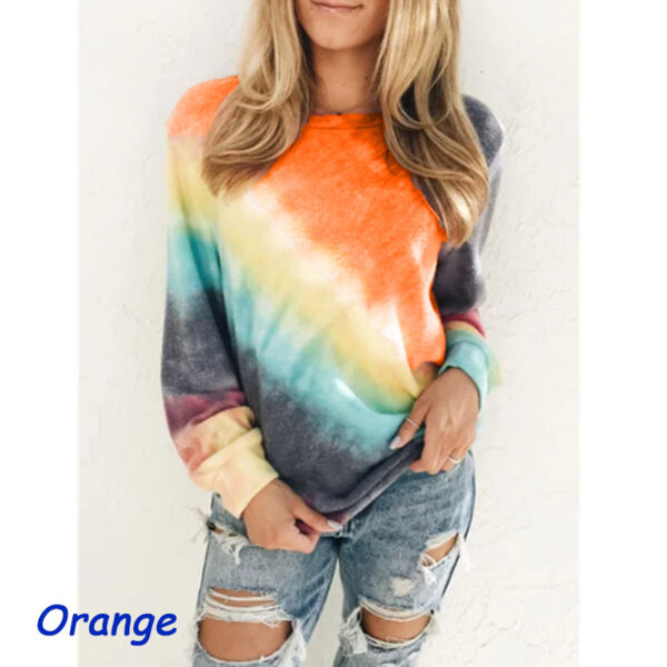 Fashion Tie-Dye Rainbow Casual Long Sleeve T-Shirt for Women - Image 5
