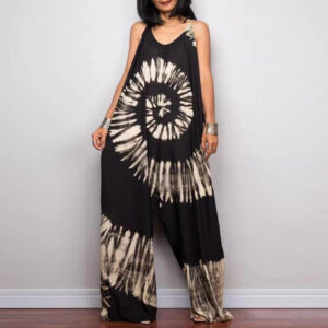 DyeVerse Tie-Dye Print Wide-Leg Loose Jumpsuit