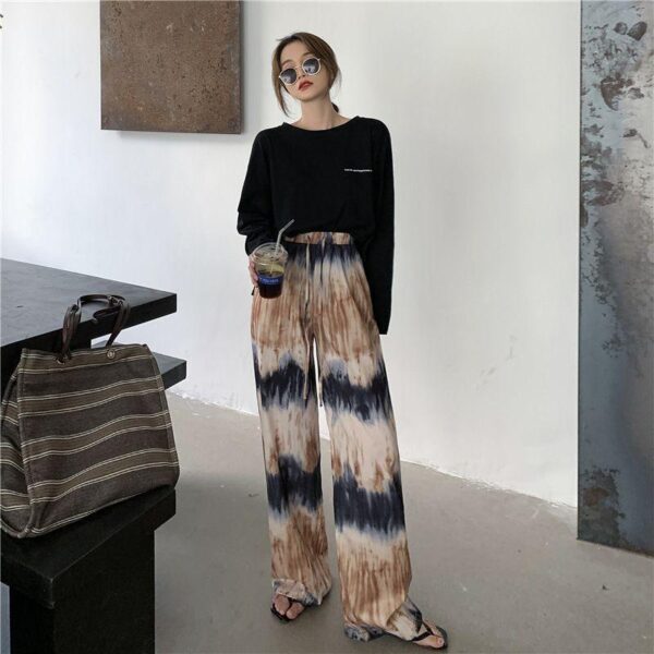 Women's Tie-Dye Wide Leg Pants – High Waist Street Style - Image 4