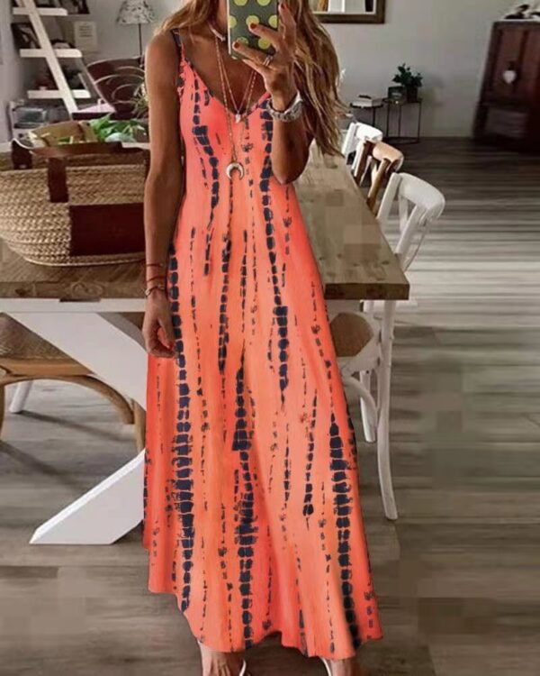 European And American New Tie-dye Print Suspender Dress - Image 7