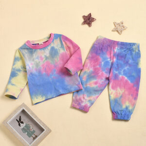 Kids' Tie-Dye Long Sleeve Top & Pants Set – 2-Piece Outfit