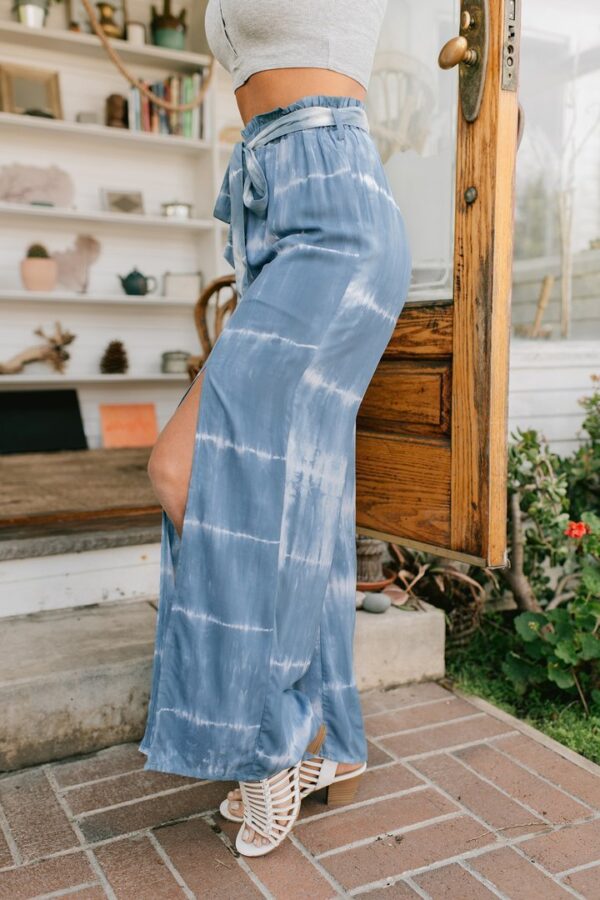 Lace-up Trousers Tie-dye Print Wide Leg Pants Women - Image 4