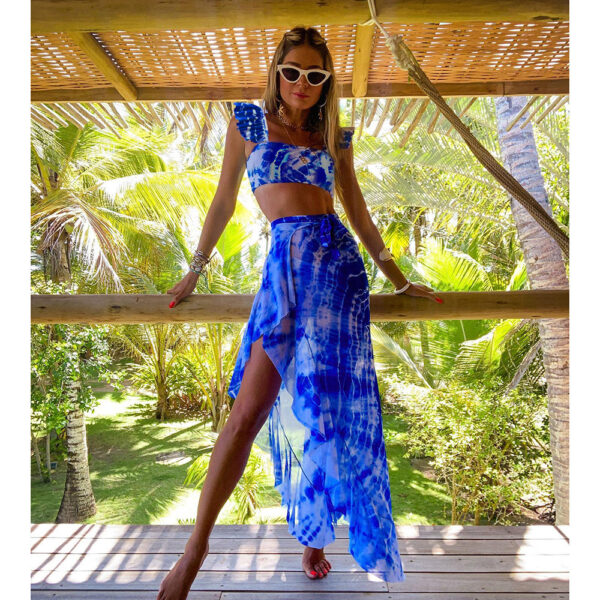 Tie Dye High Waist Sling Bikini Three Piece - Image 7