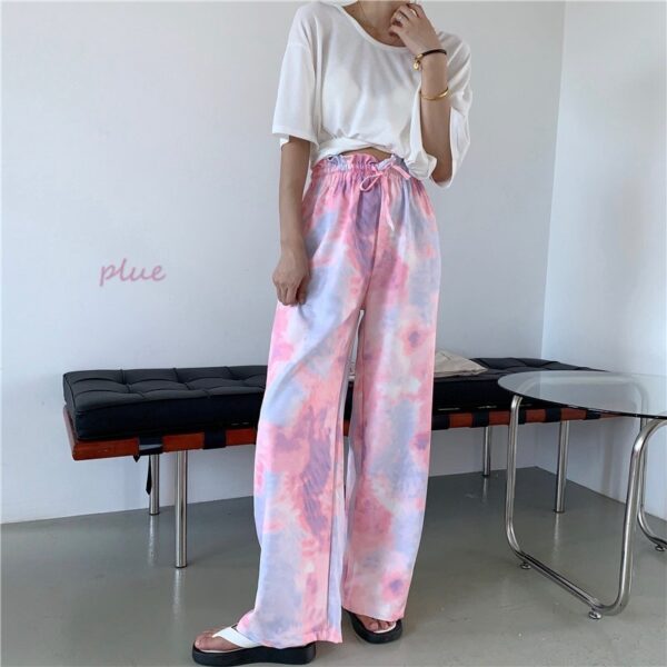 Women's Tie-Dye Wide Leg Pants – High Waist Street Style - Image 2