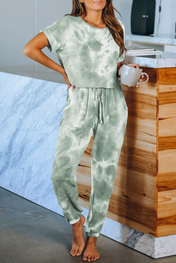Tie Dye Print One Piece Pajamas Loungewear - Image 8