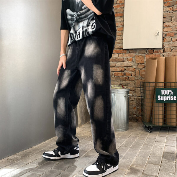 High Street Tie-dye Hip-hop Jeans For Men And Women Straight - Image 4