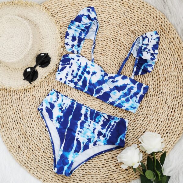 Tie Dye High Waist Sling Bikini Three Piece - Image 4