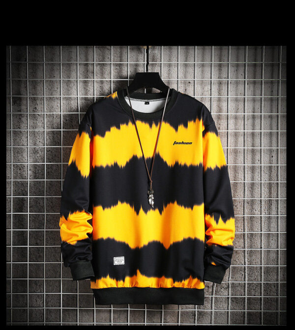 Two-tone Tie-dye Plus Size Loose Casual Men's Sweater - Image 6