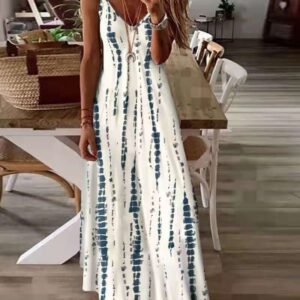 Tie-Dye Print Suspender Maxi Dress – Street Style Statement