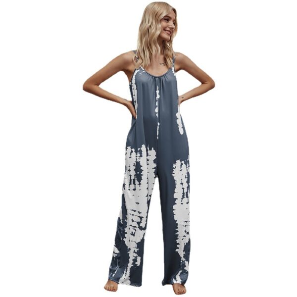 Summer European & American Tie-Dye Printed Gallus Jumpsuit for Women - Image 8