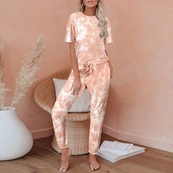Tie Dye Print One Piece Pajamas Loungewear - Image 4