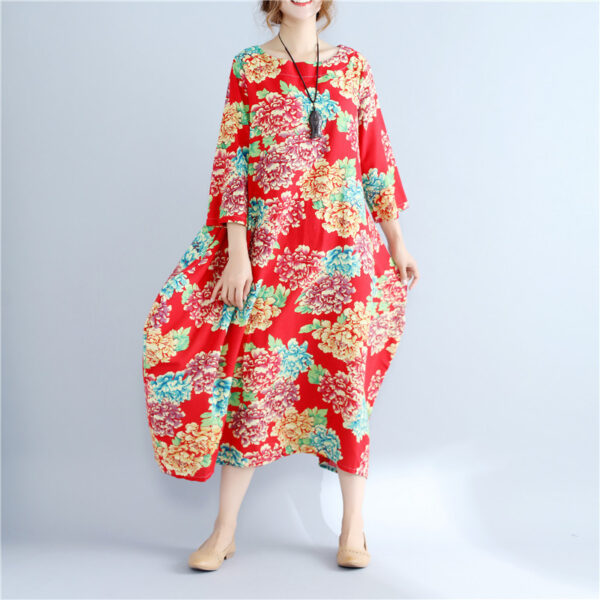 Original Tie-dye Plus Size Artistic Retro Cotton And Linen Dress - Image 8