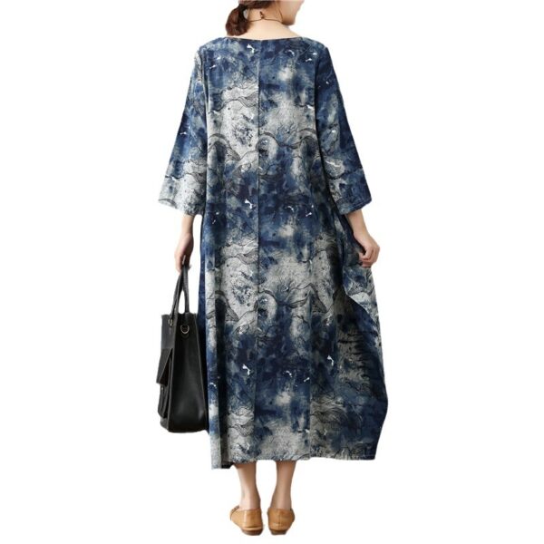 Original Tie-dye Plus Size Artistic Retro Cotton And Linen Dress - Image 7