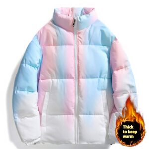 Unisex Fashion Tie-Dye Gradient Cotton Coat – Thickened Cardigan Style for Teens