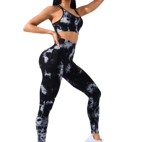 European And American Seamless Tie-dye Yoga Clothes Sports Bra Trousers Suit - Image 6